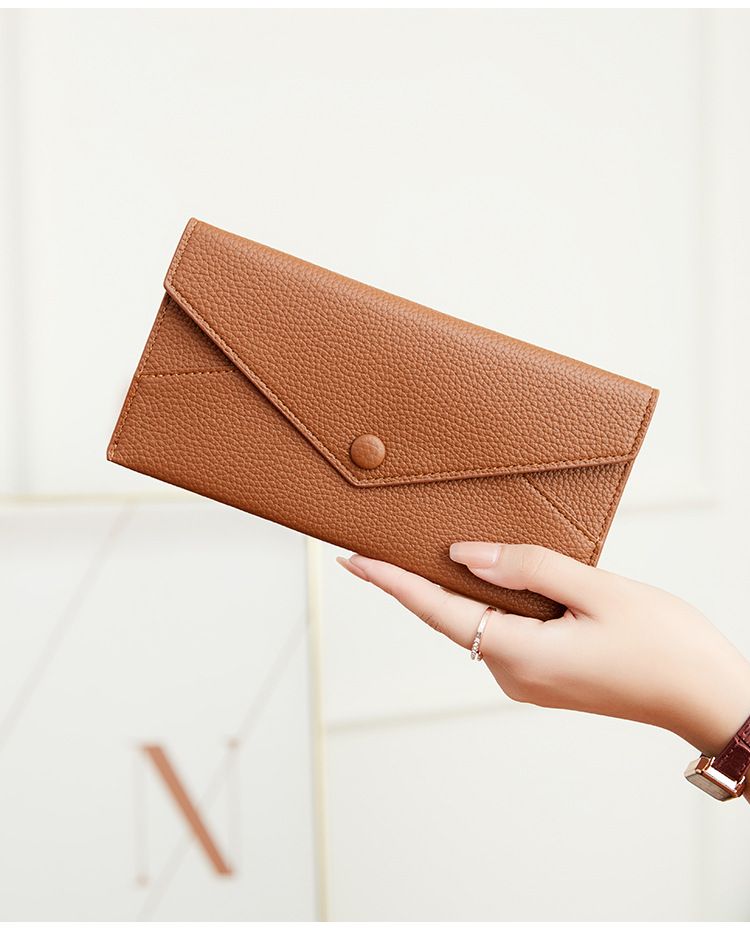 Damen- und Herren-Geldbörse, RFID-Schutz, Diebstahlschutz, Damen-Geldbörse, weiches Lychee-Leder, lange Umschlagtasche, ultradünne und einfache Clutch_voghion.com