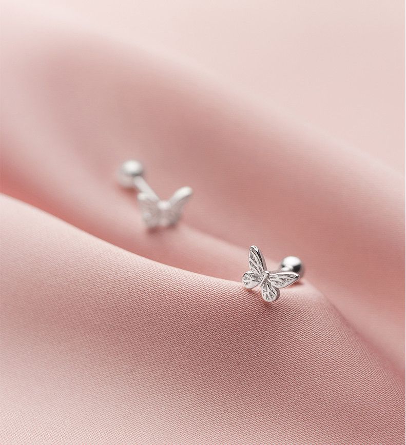 Orecchini a forma di farfalla in argento sterling 925 con chiusura a vite e cartilagine e elica, scatola PE1_voghion.com