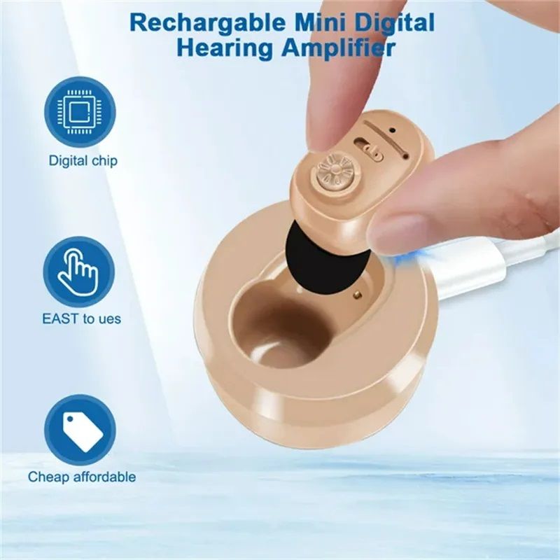 Hilfsmittel für Taubheit Ältere wiederaufladbare Hörgeräte Mini Digital Sound Verstärker mit Geräuschunterdrückung Audifonos_voghion.com