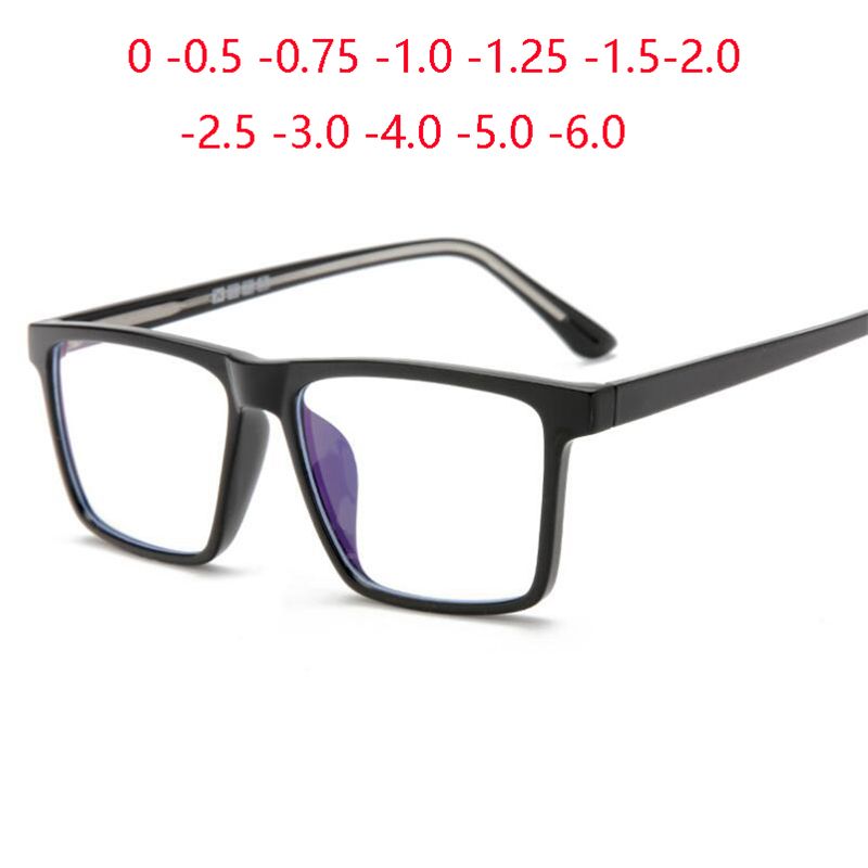 Moud TR90 Iwwerdimensionéiert Quadrat Myopie Brëller Anti Blo Stralen Grouss Gestell Rezeptbrëller Fir Kuerzsiichteg 0 -0.5 -0.75 Bis_voghion.com