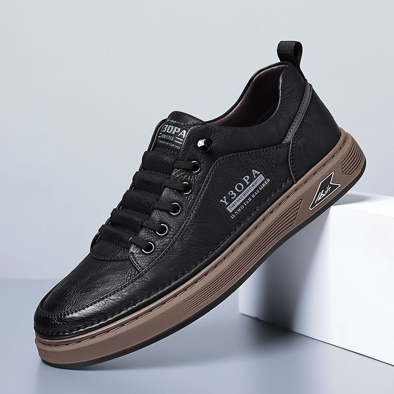 Scarpe da uomo in vera pelle, casual, da uomo, per la primavera e l'autunno, da pilota, versatili e alla moda._voghion.com