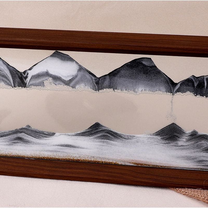 New Chinese Style Solid Wood Hourglass Flowing Sand Ornament Office Living Room High-end Decor Gift Handmade Painting_voghion.com