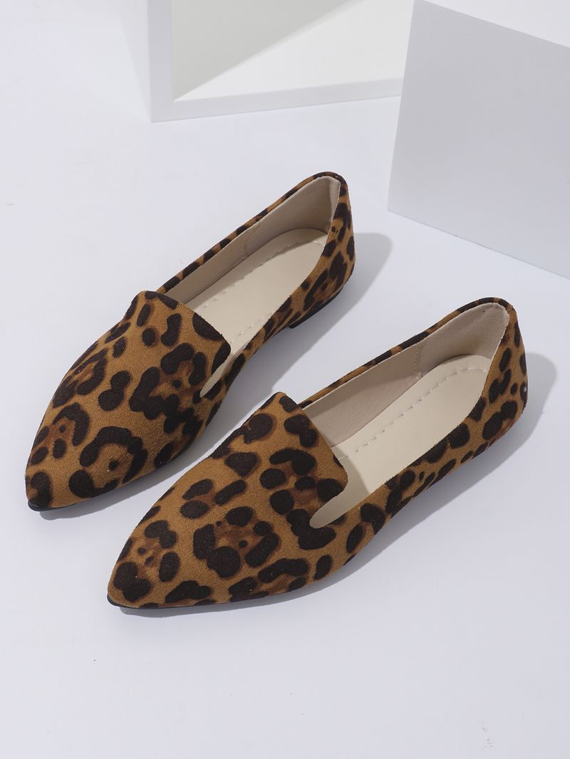 Flache Absätze, spitze Schuhe mit flacher Sohle, 2024 neue große Leopardenmuster, flacher Mund, Wildleder, lässiger Einzelschuh_voghion.com