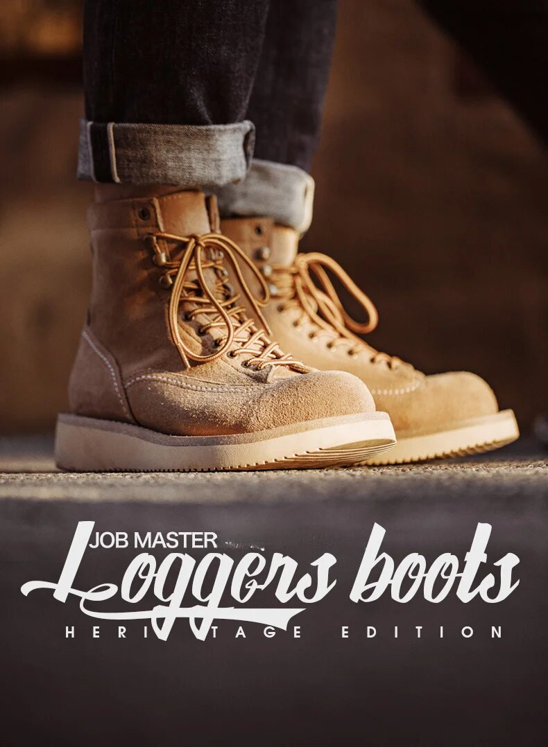 Work winter new men's shoes, desert American mid cut suede leather boots, logging boots_voghion.com