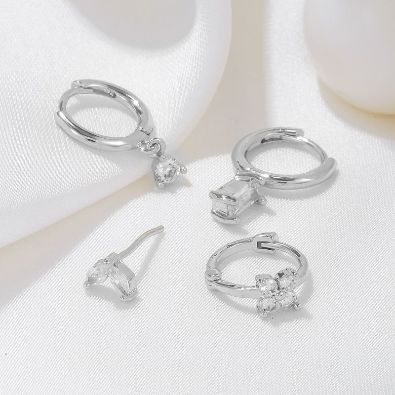 Fashion geometric style zircon earrings niche earrings set multiple pairs of light luxury personality trend sweet cool earrings for women_voghion.com