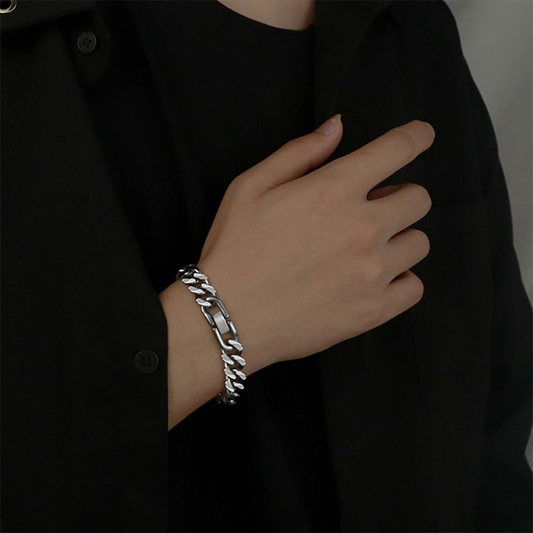 Bracciale punk cubano per uomo e donna, minimalista alla moda, celebrità di Internet e catena di strada cool Instagram Hip-hop_voghion.com