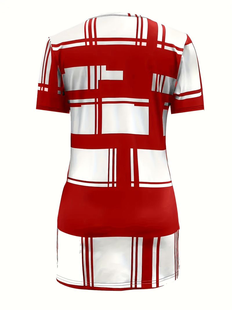 Damenbekleidung Große Größen Damenbekleidung Kontrastfarbenes gestreiftes Knopfhemd mit Digitaldruck_voghion.com