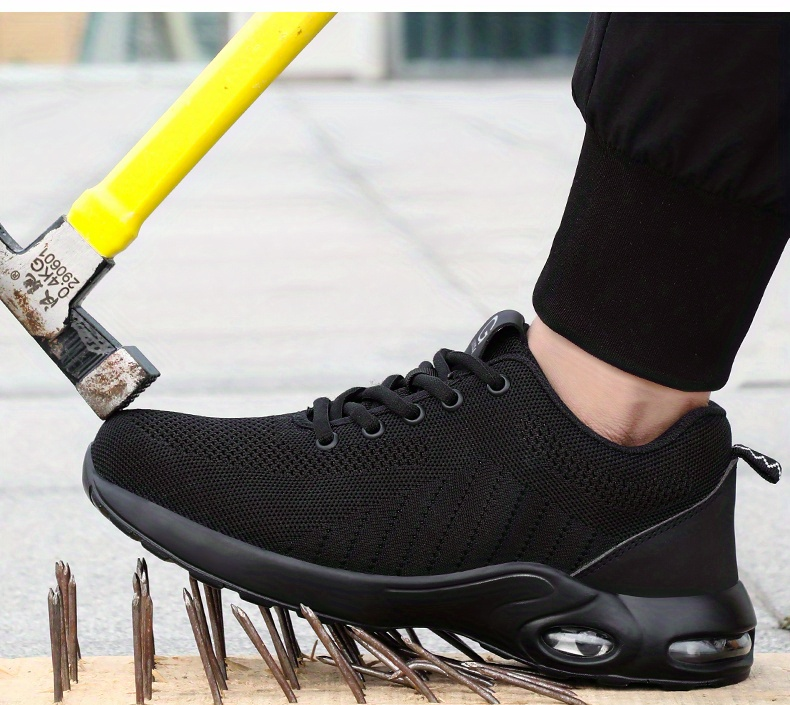 GUYISA Chaussures de sécurité pour hommes – Chaussures de travail antidérapantes à bout en acier avec coussin d'air respirant et confortables_voghion.com