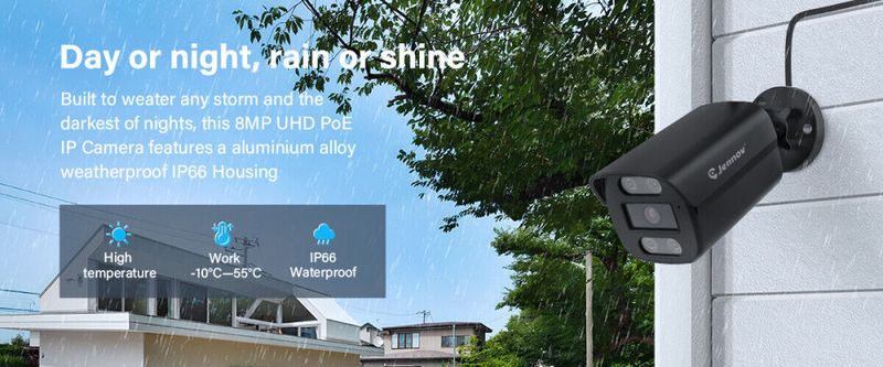 Jennov 4K 8MP POE Security IP66 Camera Outdoor Color Night Vision 2 Way Audio_voghion.com