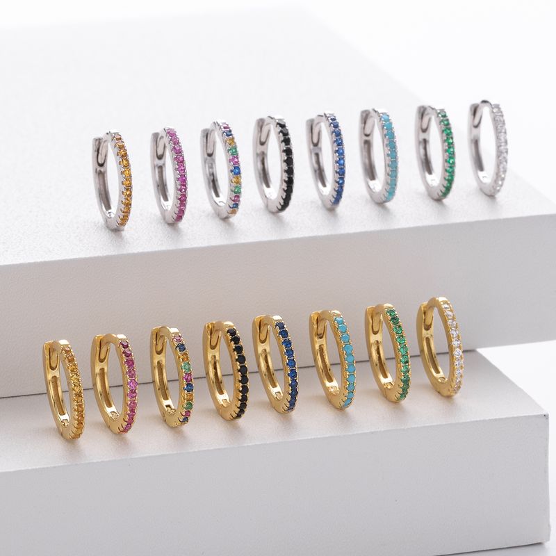 Orecchini versatili con fibbia per orecchini in argento puro, stile base creativo e alla moda, con pietre intarsiate e serie di colori_voghion.com