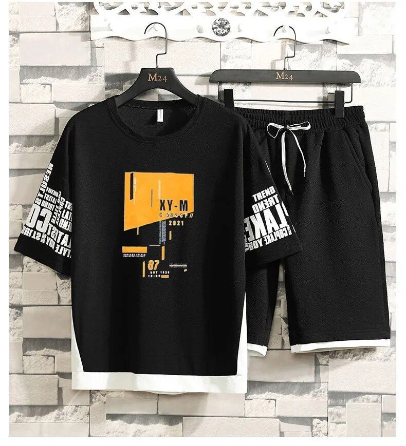 Men Sets Streetwear Short Sleeve O-Neck Printed STee +Shorts Summer Breathable Casual Man Hawaiian Suits 2 Pieces Set_voghion.com