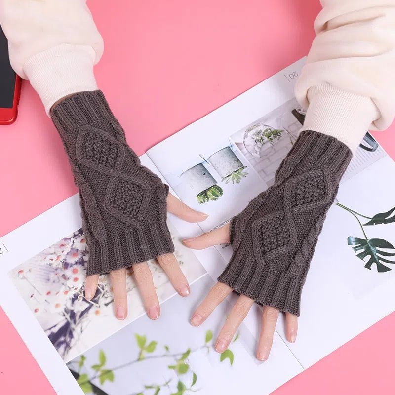 Halbfingerhandschuhe für Damen, Winter, weich, warm, Wolle, Stricken, Arm, kurz, warm, fingerlos, Fäustlinge, Handschuhe, Unisex_voghion.com