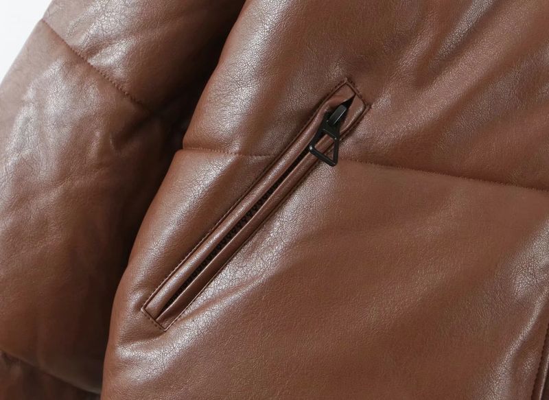 Women's clothing Women's cotton coat new stand-up collar zipper pocket thickened warm cotton coat 8AS2305A_voghion.com