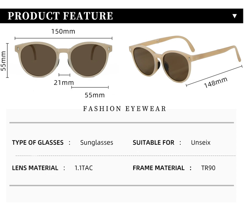 New Folding Sunglasses for Women High Grade Polarized Sunglasses Fashionable and Versatile Small Face Display UV Resistant Glasses_voghion.com