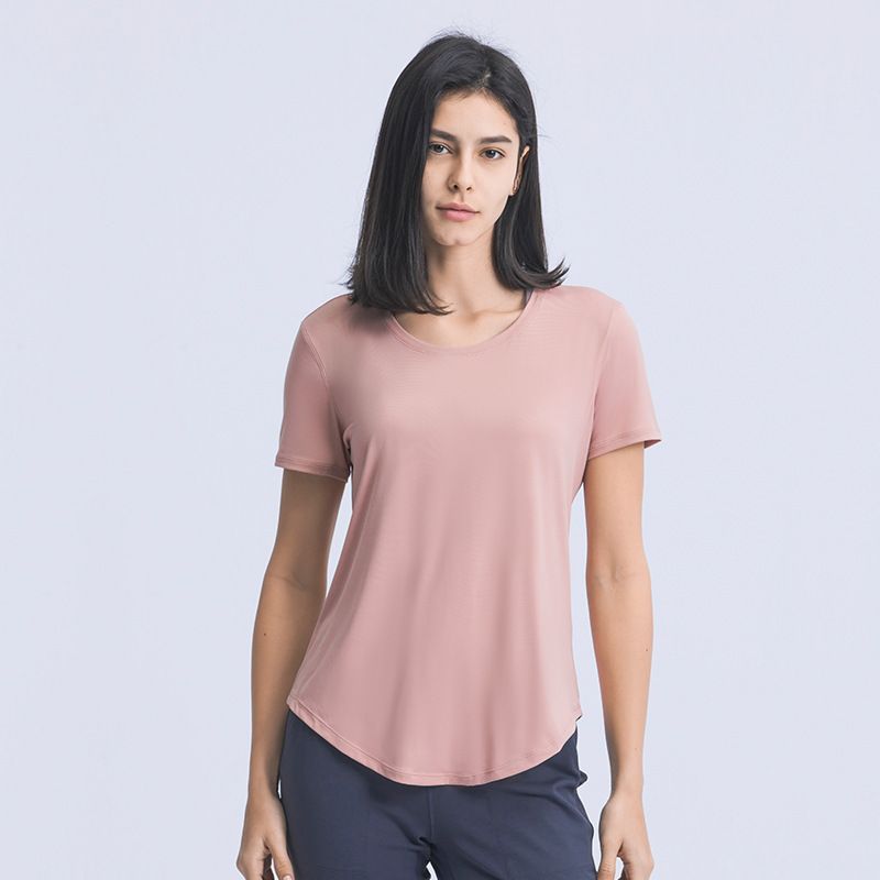 Tricou nou pentru alergare de vară pentru femei, top simplu și largi pentru yoga cu mâneci scurte, îmbrăcăminte sport ușoară și respirabilă pentru alergare și fitness_voghion.com