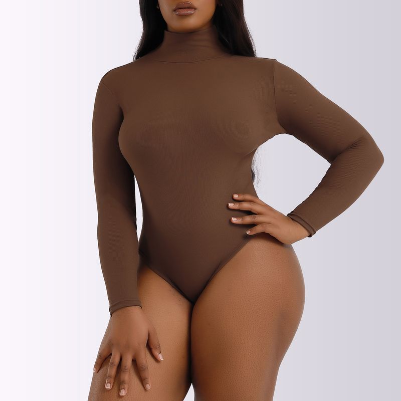 tuta autunnale e invernale da donna, camicia con colletto alto e fondo a maniche lunghe, tuta a maniche lunghe_voghion.com