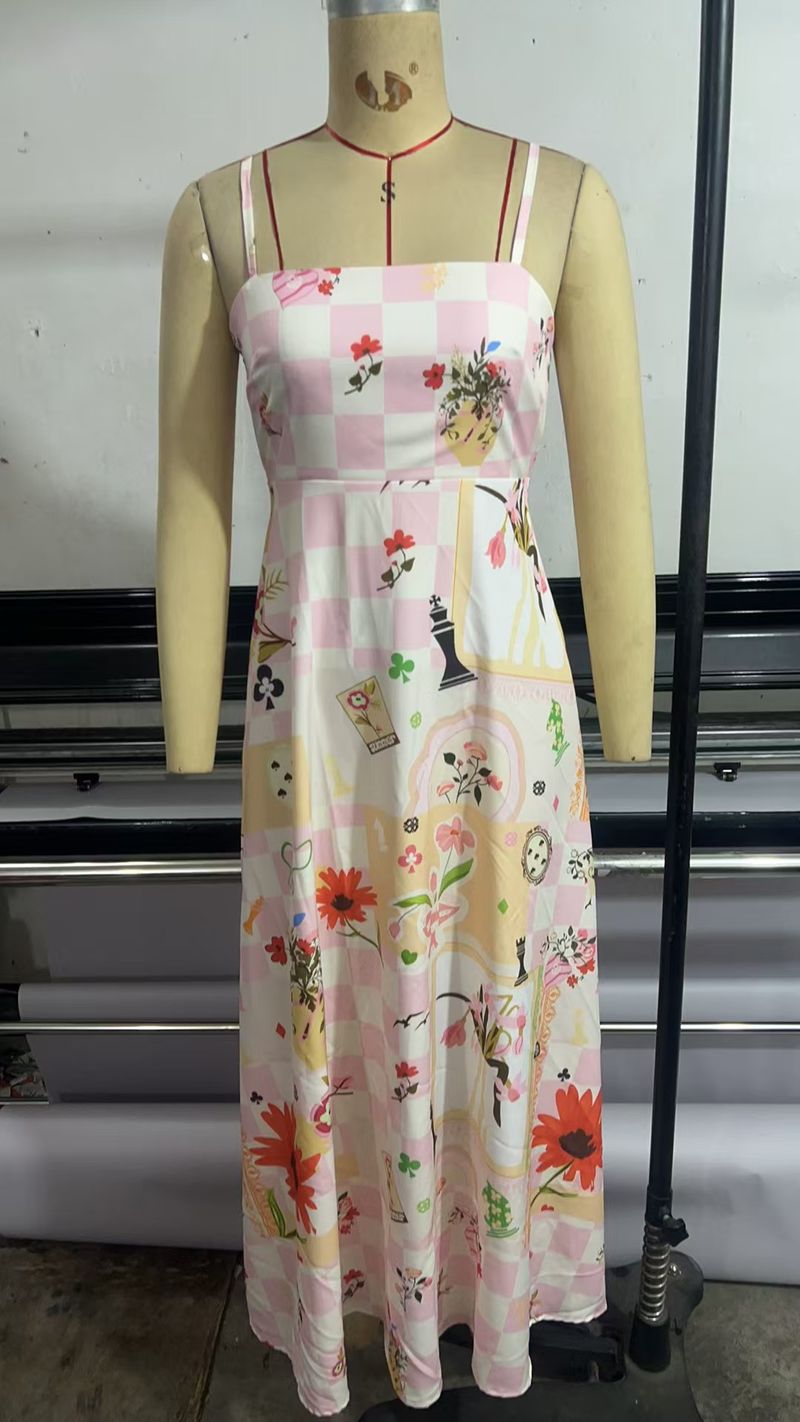 S32297 Flower Positioning Printed Strap Bag Women's Dress_voghion.com