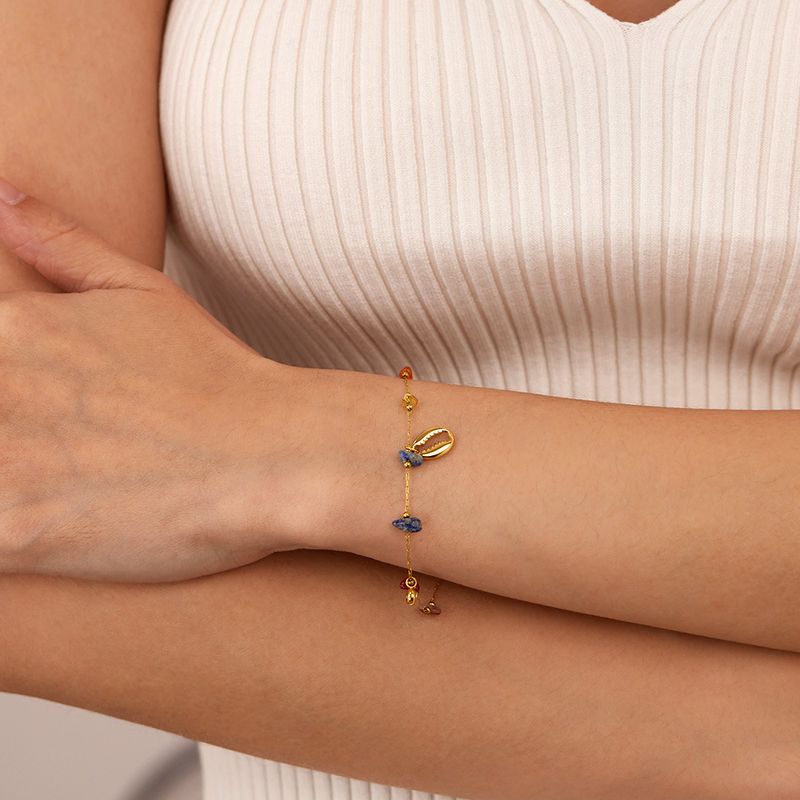 Bracciale da donna in stile oceano, di alta qualità, in acciaio inossidabile, versatile, con pietra colorata, in titanio e acciaio._voghion.com