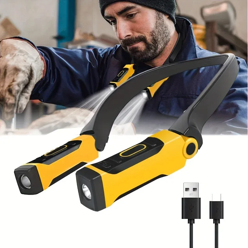 Lot de 2 lampes de lecture LED rechargeables pour le cou, deux niveaux de luminosité pour la lecture, le tricot, le camping et la réparation. Lampe de travail LED_voghion.com
