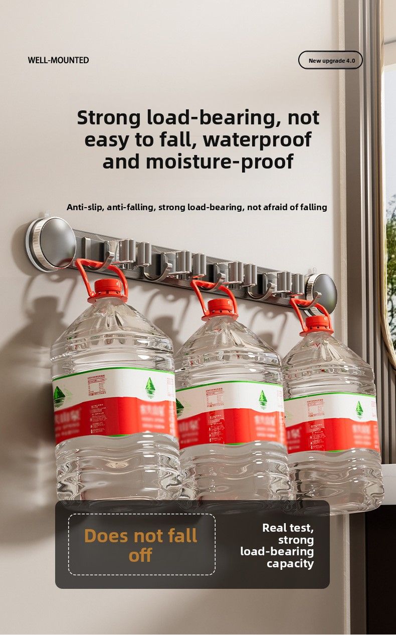 Saugnapf-Halterung für Badezimmer, ohne Bohren, Wand- oder Türbefestigung, Besen- und Mopphaken, feste Ablage, Aufbewahrungsmöglichkeit_voghion.com