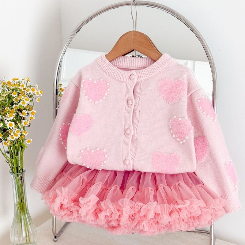 Creme Pullover Gestrickte Pullover 2025 Neue Stil Weibliche Schatz Perle Herz Strickjacke Tutu Rock Schatz Prinzessin Mode_voghion.com