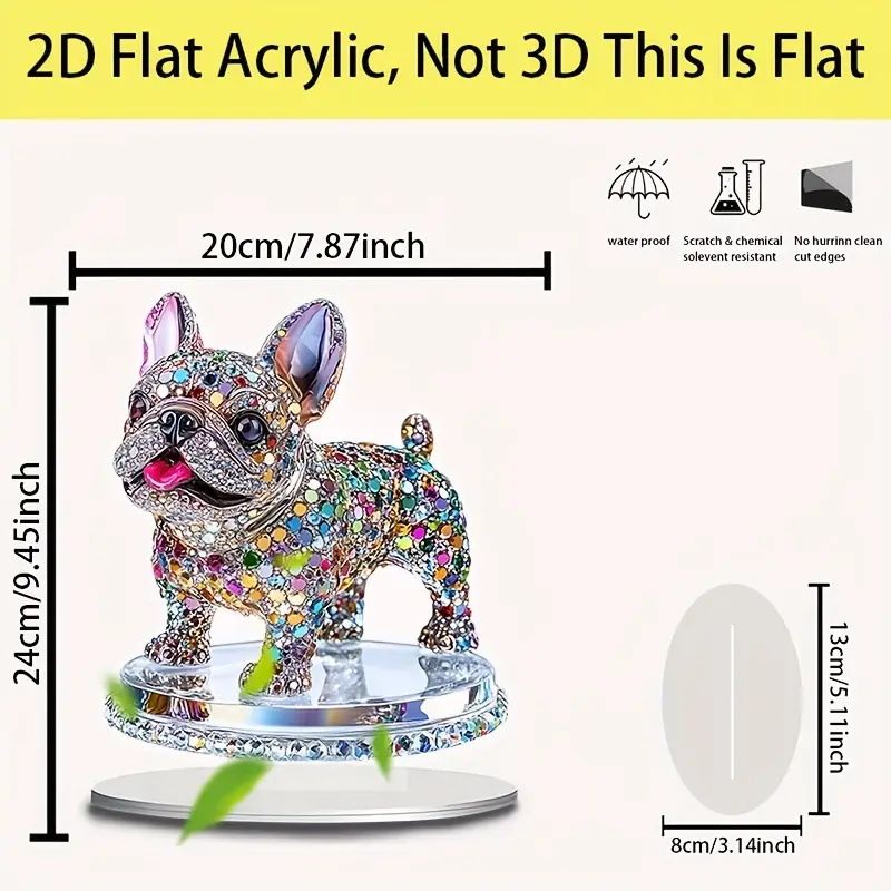 Wohnmöbel, elegante Schreibtischdekoration mit französischer Bulldogge, Kristall-Acryl, mit Ständer für Büro und Zuhause_voghion.com