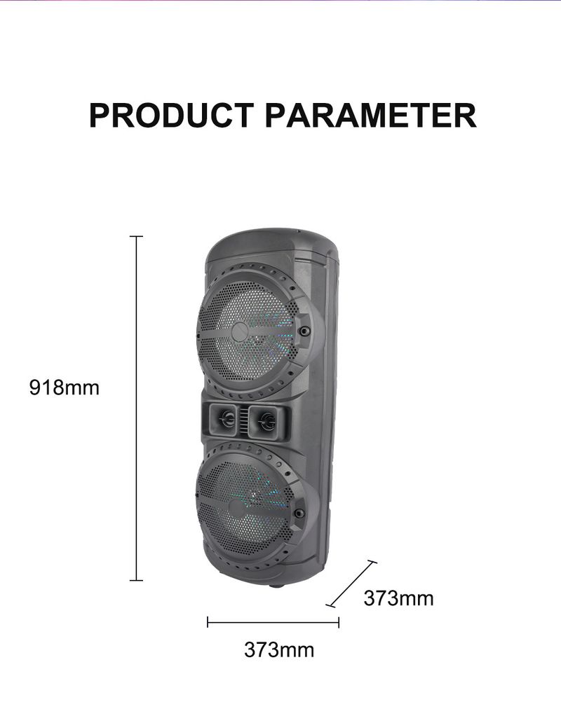 ZQS12201 Kaksois 12-tuumainen basso ulkokäyttöön tarkoitettu Bluetooth-kaiutin Kannettava tehokas subwoofer_voghion.com