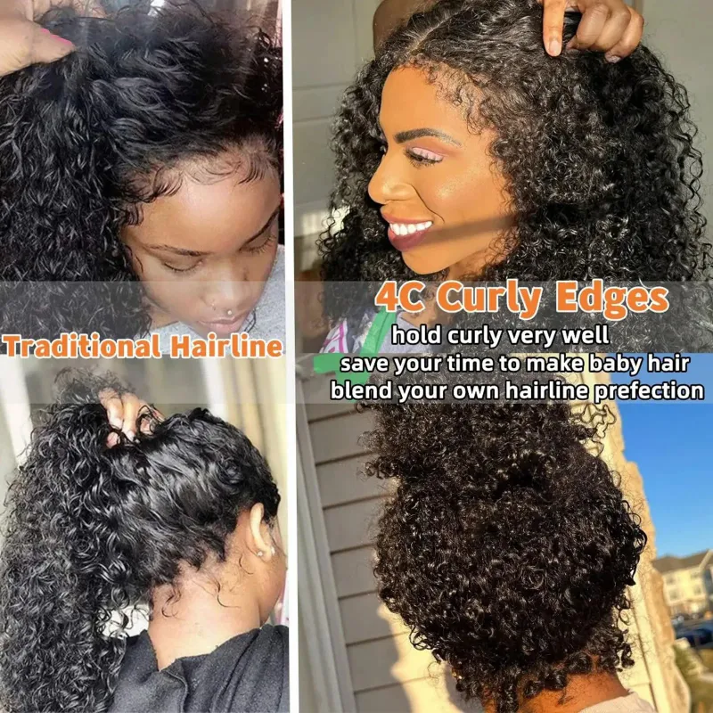 Realistic Kinky Curly Lace Closure Human Hair Wigs_voghion.com