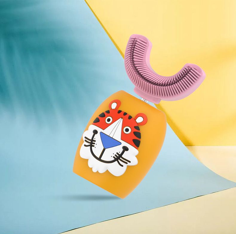 U-vormige elektrische tandenborstel – 3 standen, 10.000 ultrazachte siliconen borstelharen, USB-oplaadfunctie, sonische reiniging voor kinderen van 2-8 jaar (wit, 1-pack)_voghion.com