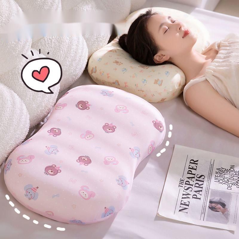 Memory Foam Ice Silk Belly Cat Neck Support Student Dormitory Home Nap Slow Rebound Pillow Single Summer_voghion.com