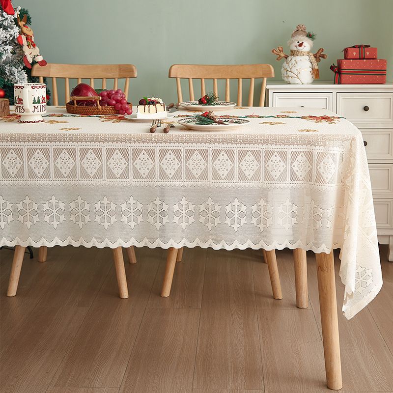 Ensemble de nappes de Noël – Housse de table brodée avec 10 motifs festifs (polyester, infroissable, lavable en machine)_voghion.com