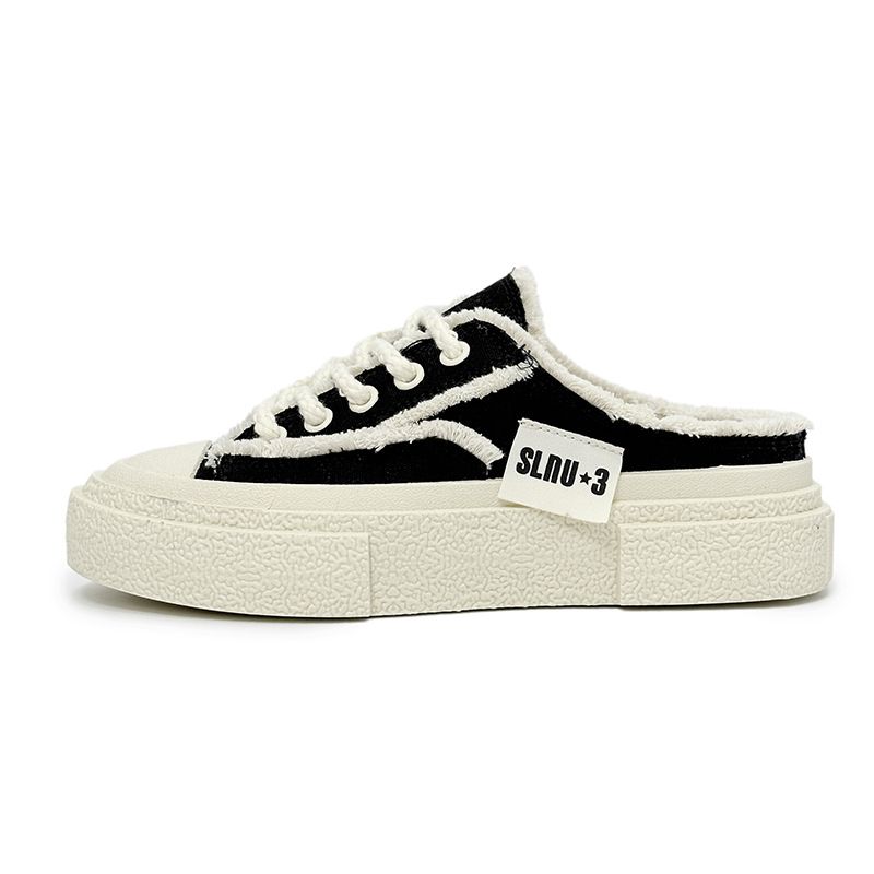 2025 New Niche Design Canvas Men's And Women's Casual Skateboard Couple's Live Streaming Trendy Shoes, Half Slippers_voghion.com