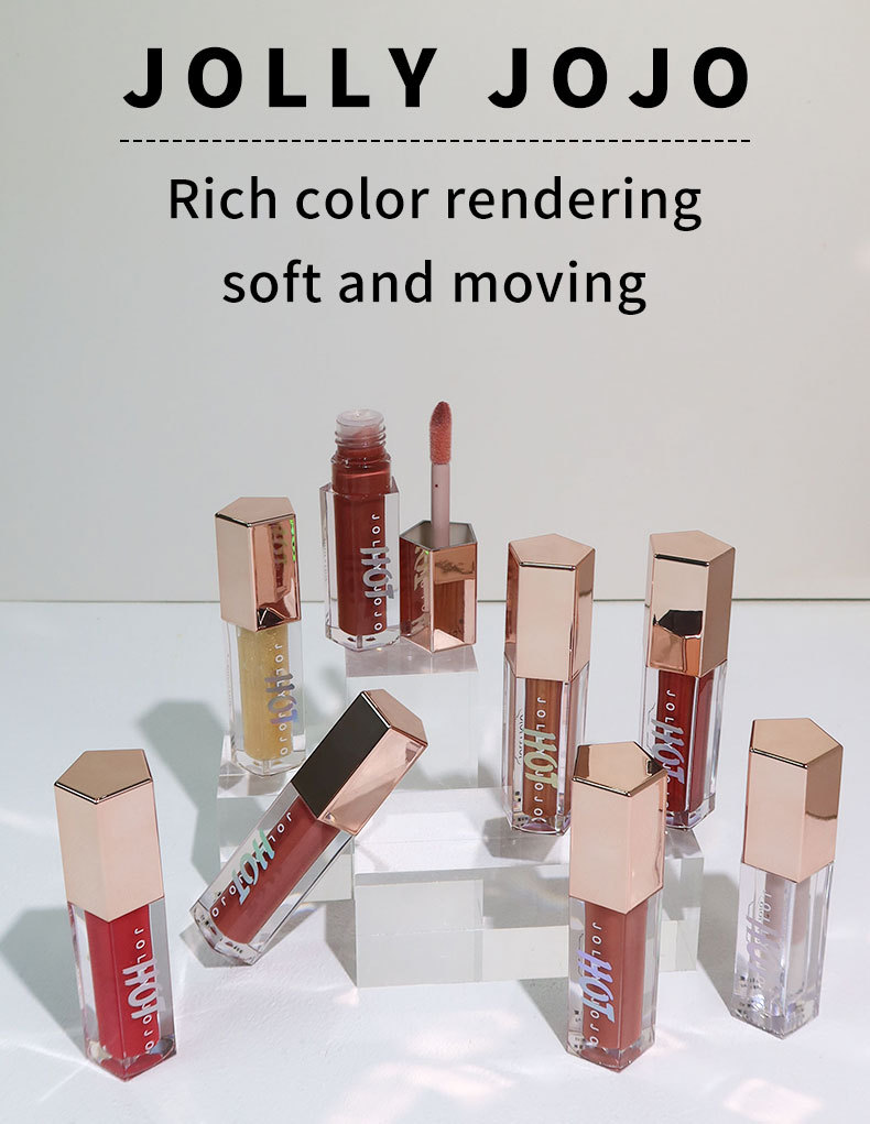 JOJO otte-farvet gennemsigtig lipgloss vandglans spejl lip glaze fugtgivende læbestift makeup engros_voghion.com