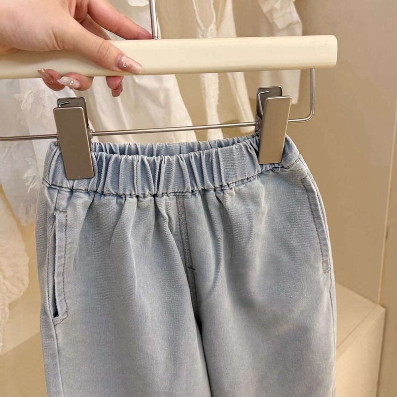 Ropa para niños Traje de diseño retro para niñas Chaleco corto con borlas de crochet de verano Top de jeans de pierna ancha Traje de dos piezas de moda_voghion.com
