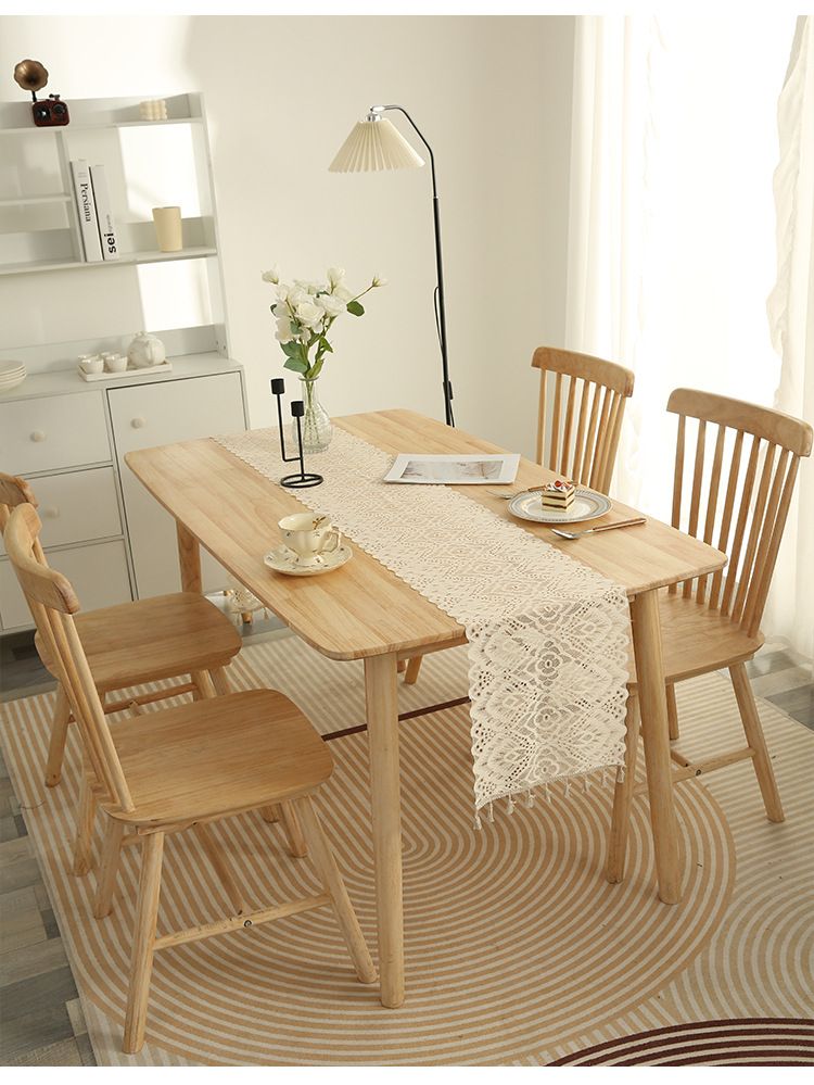 Retro Table Flag Palace Lace Hook Flower Polyester Cotton Tassel Lace Placemat Dining Table Side Cabinet_voghion.com