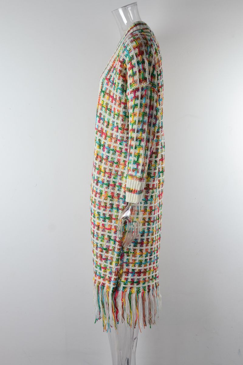 K New Plus Size Long Cardigan With Tassels; Women's Hot Style._voghion.com