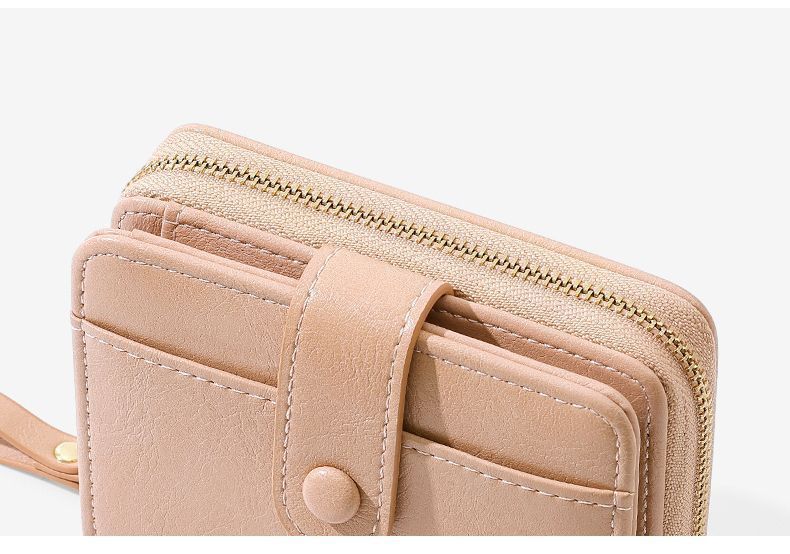 Women's Short Wallet Small Multi-card Bank Card Bag Change Bag Solid Color Two-fold Wallet_voghion.com