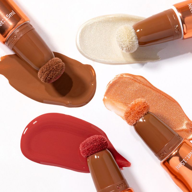 Rouge Gesicht Matt Einfach zu Färben Rouge Blush Flüssig Highlighter Fein Schimmer Kontur Aufhellende Kontur 3 Sets_voghion.com