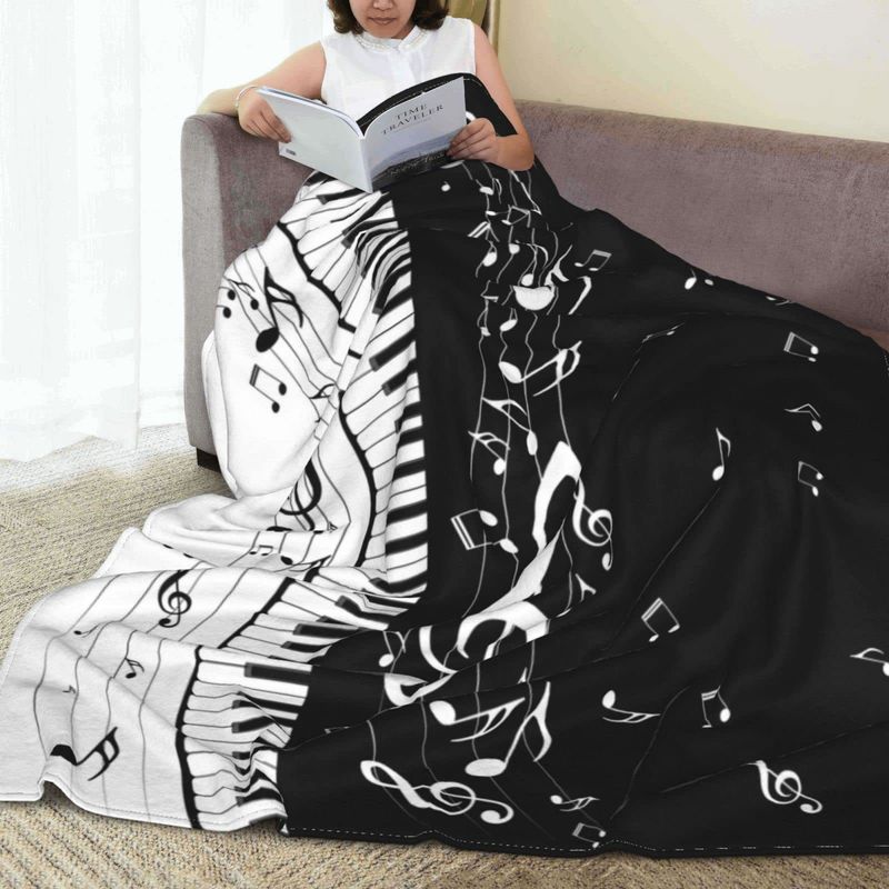 Musical Note Keys Blanket Soft And Comfortable Sofa Blanket Bedroom Bedding Decorative Blanket_voghion.com