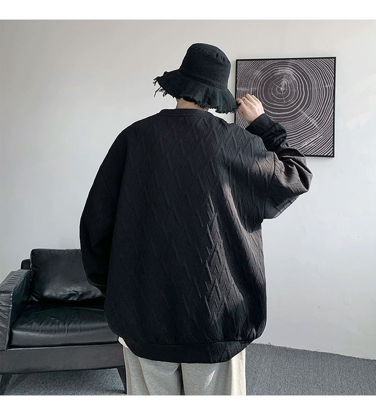 Herren-Sweatshirt mit besticktem Jacquard-Muster, langärmelig, lässig, Pullover-T-Shirt für Frühlings- und Herbstmodetrends_voghion.com