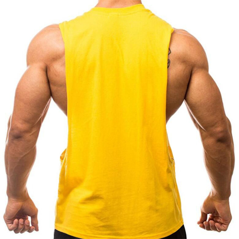 Muscle Fitness Tank Top GYM TANK TOP Ανδρικό καλοκαιρινό βαμβακερό τρέξιμο μπλουζάκι Big Split_voghion.com