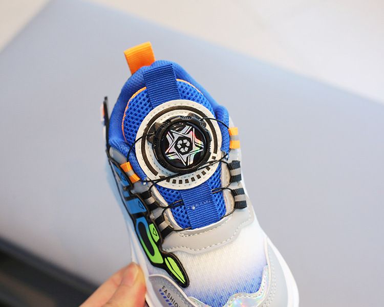Children's sneaker 2024 spring and autumn boys' casual shoes rotating button girls' running shoes breathable baby mesh shoes single_voghion.com
