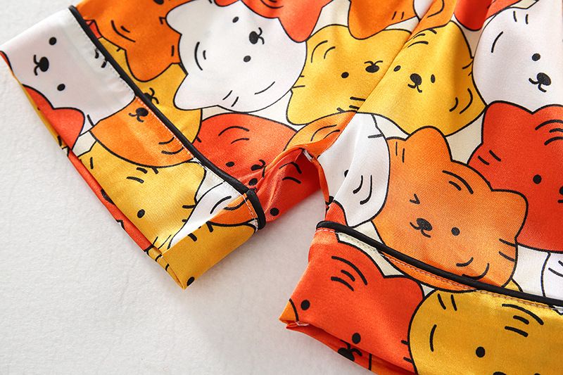 Pijamas para niños al por mayor, verano, nuevo, estilo coreano, ropa para el hogar para niños y niñas, dibujos animados de anime, pantalones cortos de manga corta, código 80-160_voghion.com