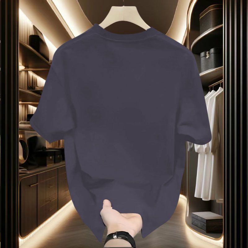 Trendy minimalistischen T-shirt für männer der sommer kurze vielseitig lose rundhals halb ärmeln mesh rot gedruckt rüschen und_voghion.com
