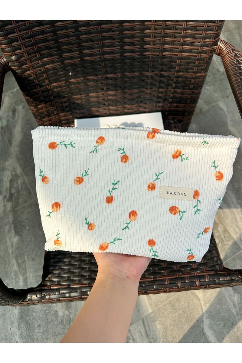 New Minimalist Corduroy Makeup Bag Portable Skincare Product Wash Bag Large Capacity Makeup Bag Suitable for Business Trips and Travel_voghion.com