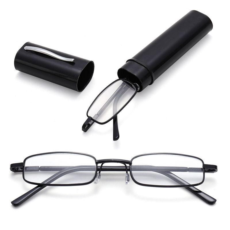 Moderiktiga Bärbara Lättviktiga Smal Med Rör Etui Anti Blåljus Läsglasögon För Män Kvinnor Mini Kompakta Glasögon_voghion.com
