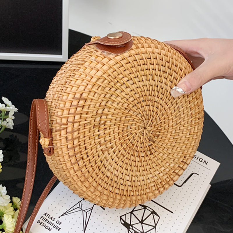 Estate per le donne Borse a tracolla in paglia Borsa da spiaggia all'uncinetto in rafia intrecciata con manico superiore intrecciato in rattan Borse casual 2023_voghion.com