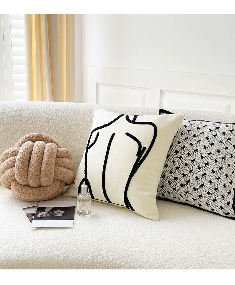 Federa per cuscino scandinavo 45x45 cm - Disegni geometrici e astratti (senza inserto) - Federa moderna per divano e letto - Tessuto in pile e tela_voghion.com