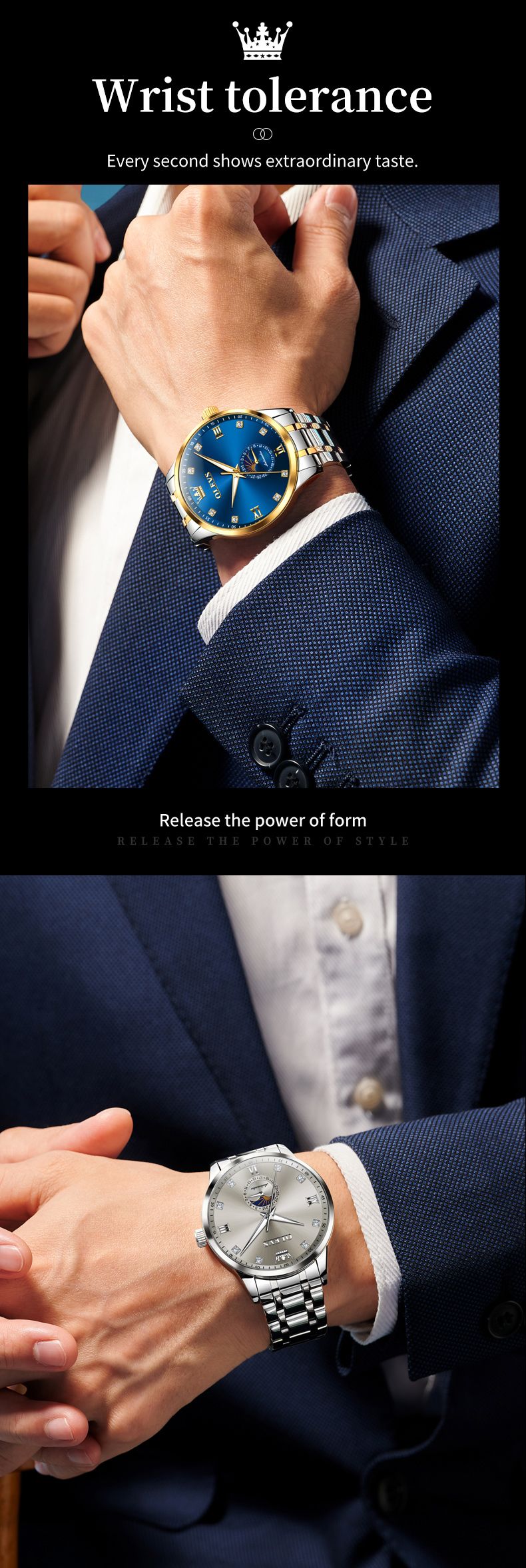 OLEVS 7041 Luxury Men Mechanical Watch All Automatic Men's Original Top Waterproof Moonphase Watch Diamond Men's Formal Watch_voghion.com