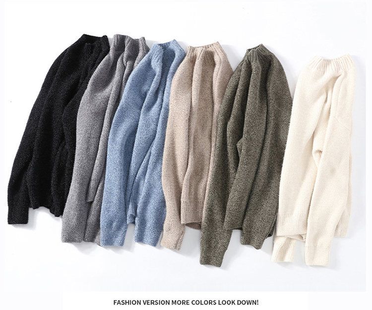 Maglione da uomo in visone dorato, autunno e inverno 2023, nuovo commercio estero, tinta unita, collo alto, semplice, casual, con fondo aderente_voghion.com